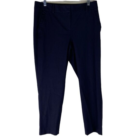Talbots Pants Women’s Navy Blue Ruffle Pocket Ankle Straight Leg Career Work 10 - Picture 1 of 11